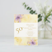 Invitation pour les 50 ans de mariage Violettes Or (Debout devant)