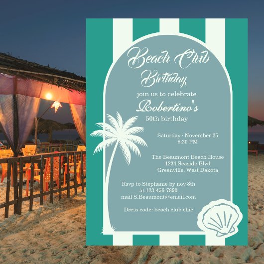 Invitation pour les 50 ans du Chic Coastal Stripe