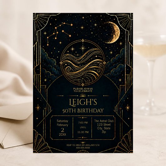 Invitation pour les 50 ans du Verseau | Art Déco S