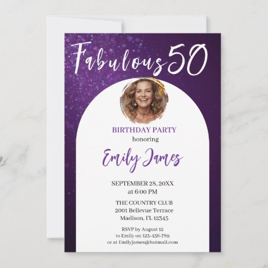 Invitation pour les 50 ans d'une femme (Devant)
