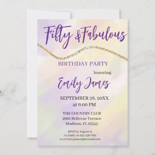 Invitation pour les 50 ans d'une femme (Devant)