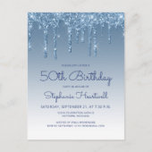 Invitation pour les 50 ans Fête avec paillettes bl (Devant)