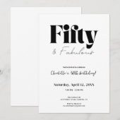 Invitation pour les 50 ans : Fifty & Fabulous (Devant / Derrière)