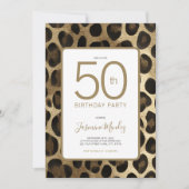 Invitation pour les 50 ans - Impression léopard or (Devant)