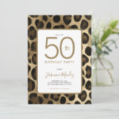 Invitation pour les 50 ans - Impression léopard or (Debout devant)