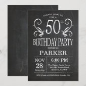 Invitation pour les 50 ans sur tableau noir avec m (Devant / Derrière)