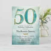 Invitation pour les 50 ans Turquoise Bleu Or Adult (Debout devant)