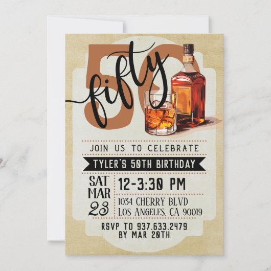 Invitation pour les 50 ans Whiskey & Cigars (Devant)