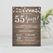 Invitation pour les 55 ans de mariage en bois rust (Debout devant)