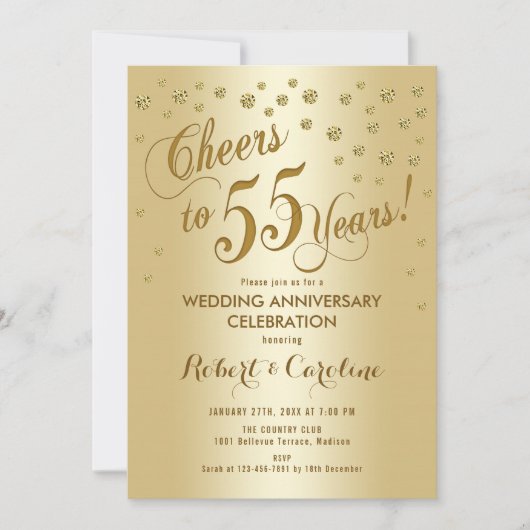 Invitation pour les 55 ans de mariage en or (Devant)
