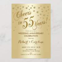 Invitation pour les 55 ans de mariage en or