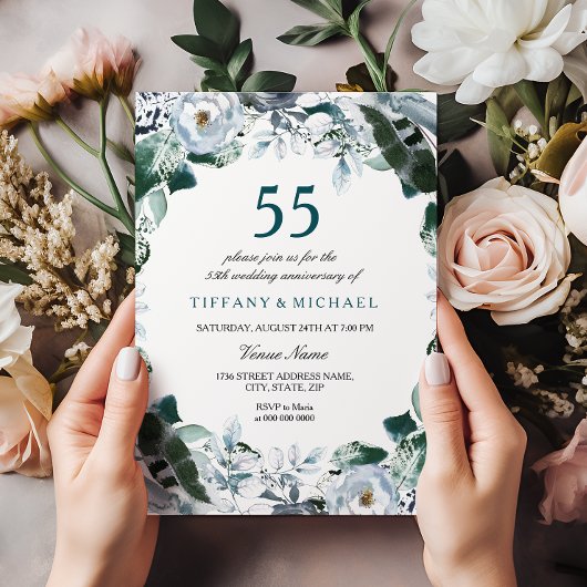 Invitation pour les 55 ans de mariage en vert émer