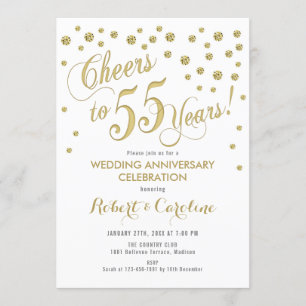 Invitation pour les 55 ans de mariage - Or et Blan