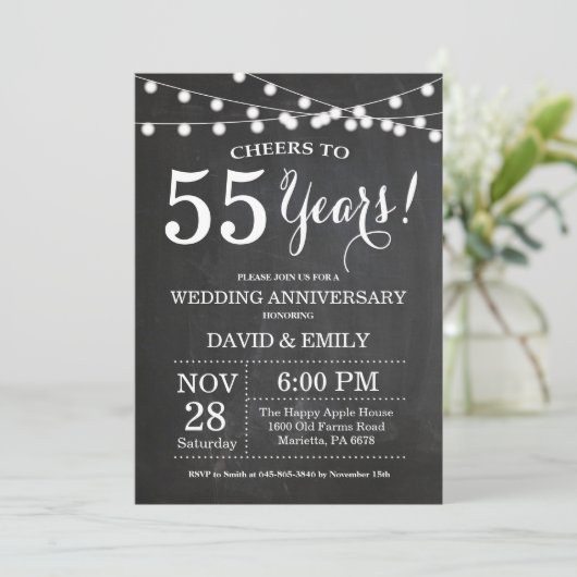 Invitation pour les 55 ans de mariage sur tableau  (Debout devant)