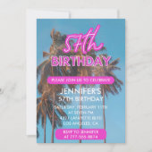 Invitation pour les 57 ans Été Rose Palmier (Devant)