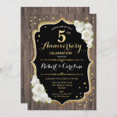 Invitation pour les 5 ans - Bois Rustique Or (Devant / Derrière)