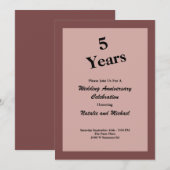 Invitation pour les 5 ans d'anniversaire de mariag (Devant / Derrière)