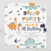 Invitation pour les 5 ans d'anniversaire Dino Part (Devant / Derrière)