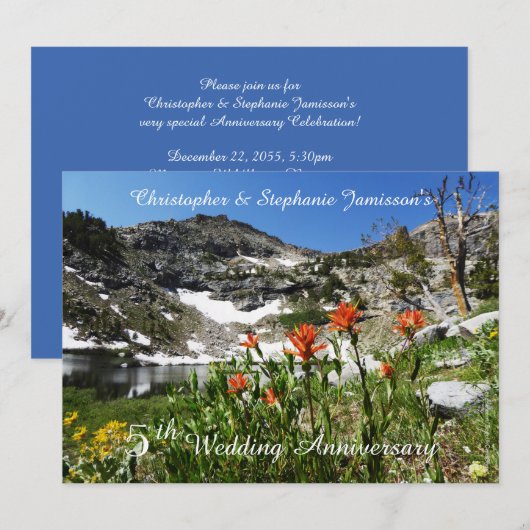 Invitation pour les 5 ans de mariage, Fleurs sauva (Devant / Derrière)