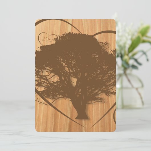 Invitation pour les 5 ans de mariage Rustic Tree (Debout devant)