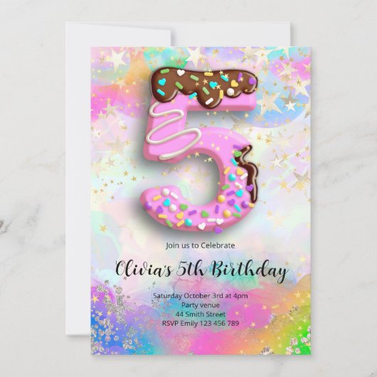 Invitation pour les 5 ans des filles (Devant)