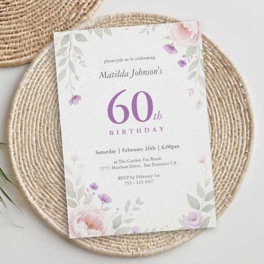 Invitation pour les 60 ans Anniversaire Pastel Flo