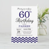Invitation pour les 60 ans avec Chevron Bleu Marin (Debout devant)