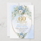 Invitation pour les 60 ans avec des pivoines bleue (Devant)