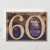 Invitation pour les 60 ans avec paillettes pour un (Devant)