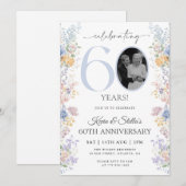 Invitation pour les 60 ans avec photo florale (Devant / Derrière)