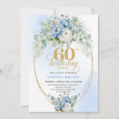 Invitation pour les 60 ans avec Pivoines bleues et (Devant)