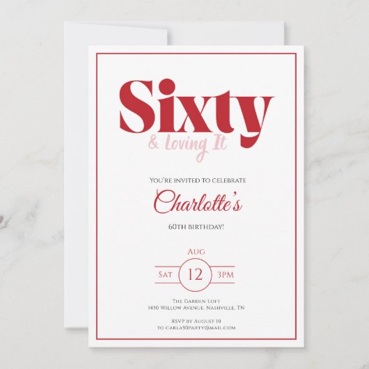 Invitation pour les 60 ans avec une typographie ro (Devant)