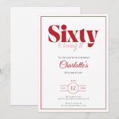 Invitation pour les 60 ans avec une typographie ro (Devant / Derrière)