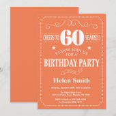 Invitation pour les 60 ans Corail et Blanc (Devant / Derrière)