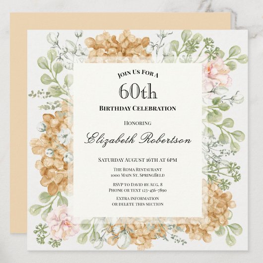 Invitation pour les 60 ans dans des couleurs d'aut