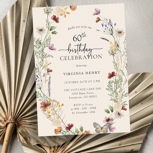 Invitation pour les 60 ans de fleurs