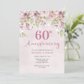 Invitation pour les 60 ans de mariage à fleurs ros (Debout devant)