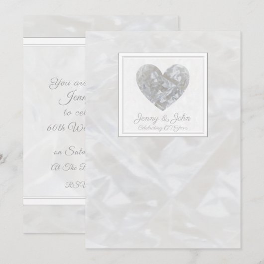 Invitation pour les 60 ans de mariage avec cœur en (Devant / Derrière)