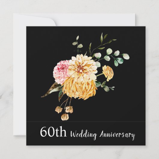 Invitation pour les 60 ans de mariage avec un bouq (Devant)