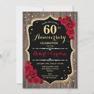 Invitation pour les 60 ans de mariage - Bois Rouge