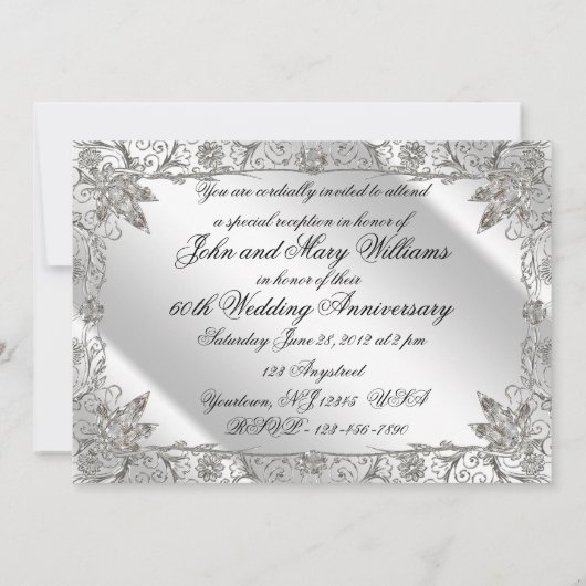 Invitation pour les 60 ans de mariage de diamant F (Dos)