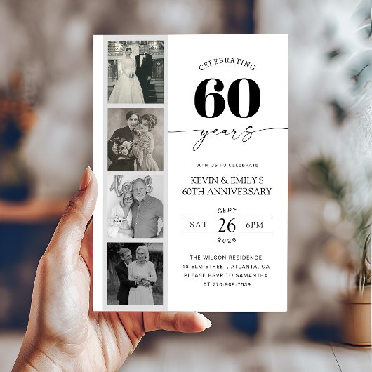Invitation pour les 60 ans de mariage en bande de