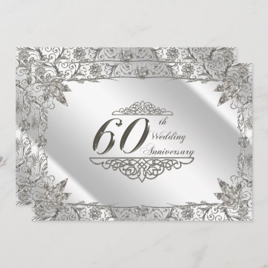 Invitation pour les 60 ans de mariage en diamant F (Devant / Derrière)