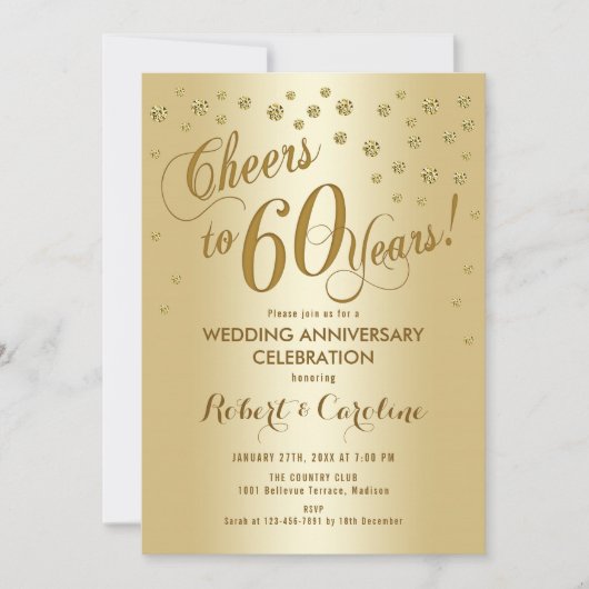 Invitation pour les 60 ans de mariage en or (Devant)