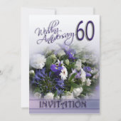 Invitation pour les 60 ans de mariage Fleurs bleue (Devant)