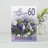 Invitation pour les 60 ans de mariage Fleurs bleue (Debout devant)