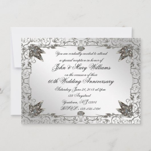 Invitation pour les 60 ans de mariage Flourish Dia (Dos)