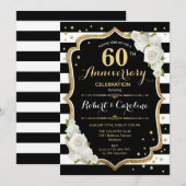Invitation pour les 60 ans de mariage - Noir Blanc (Devant / Derrière)