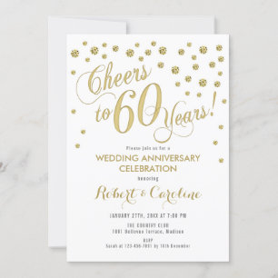 Invitation pour les 60 ans de mariage - Or et blan