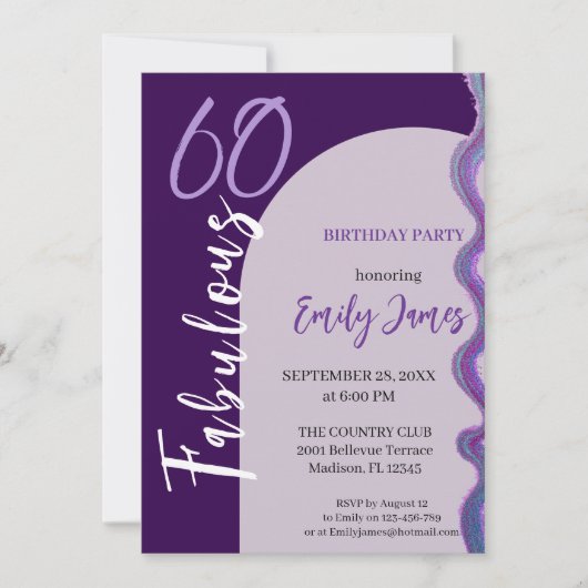 Invitation pour les 60 ans d'une femme (Devant)